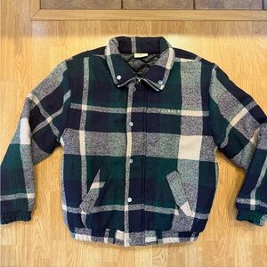 YoungLA Quilted Plaid Jacket Flannel Puffer Green Navy Men’s Medium NWT